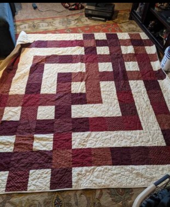 Carpenter's Square Quilt 90 X 90 Handmade Etsy