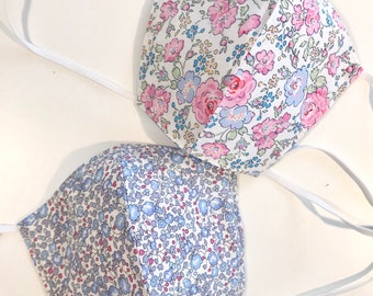 Reusable, washable, Liberty 100% cotton lawn, reversible and stylish face mask for adults. Environmentally friendly. High quality finish.