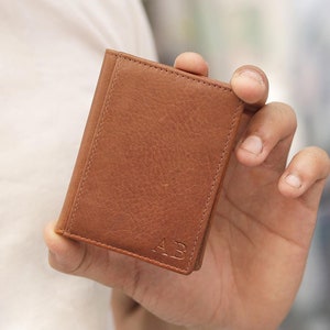 Porta carte di credito in pelle Portafoglio sottile da tasca per uomo Portafoglio in pelle marrone RFID Portafoglio in pelle per carte di credito Piccolo in pelle Idea regalo per marito