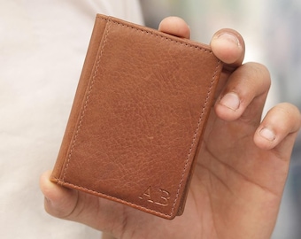 Cartera personalizada de piel auténtica para hombre con tarjetero RFID