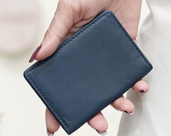 Cartera de cuero con protección RFID para tarjetas de identificación y viajes