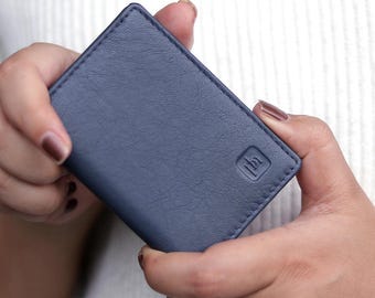 Tarjetero de piel con protección RFID para mujer