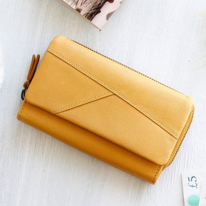 Sac à main en cuir souple pour femme Portefeuille en cuir Titulaire de la carte de crédit RFID Portefeuille à glissière Sac à main coloré petite idée cadeau en cuir pour maman Pochette
