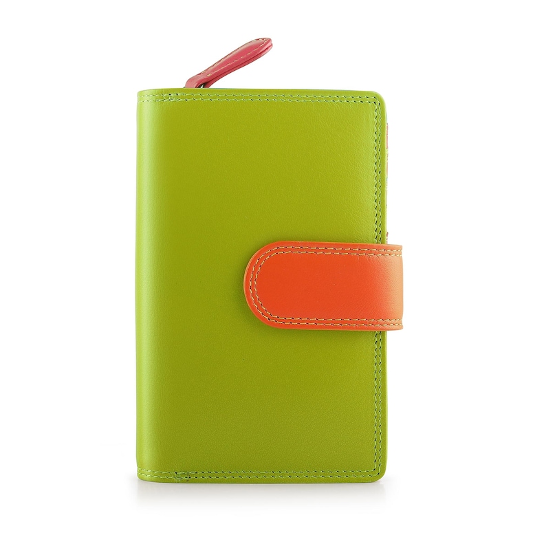 Rainbow Leather Purse For Women RFID Colourful Bifold Wallet Personalised Initials Gift For Her Birthday Holiday Pride Green Orange