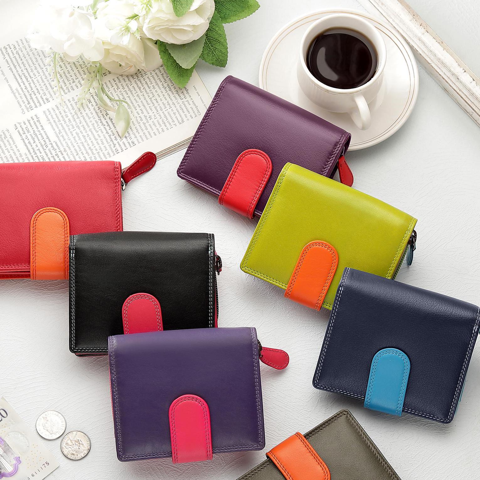 Personalized Leather Trifold Wallet: RFID Secure Card Holder, Zipper Coin Pocket