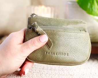 Small Wallet Coin Purse For Women Soft Leather Mini Card and Cash Holder Keyring Pouch Handmade Leather Gift