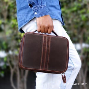Personalized Leather Toiletry Bag for Men: Handmade Dopp Kit Travel Case