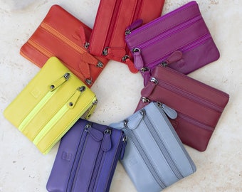 Small Leather Coin Purse Colourful Zipper Wallet For Women 8 Colours Change Purse Holiday Gift For Her Birthday Festival