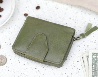 Kleine Leder Geldbörse mit Reißverschluss RFID Geldbörse Frauen Kreditkartenhalter Münzbeutel