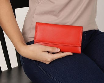Wallet For Woman Soft Leather Purse Credit Card Holder RFID