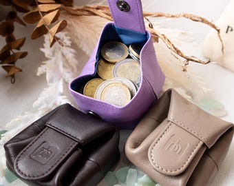 Monedero pequeño de cuero para mujer, organizador de viaje