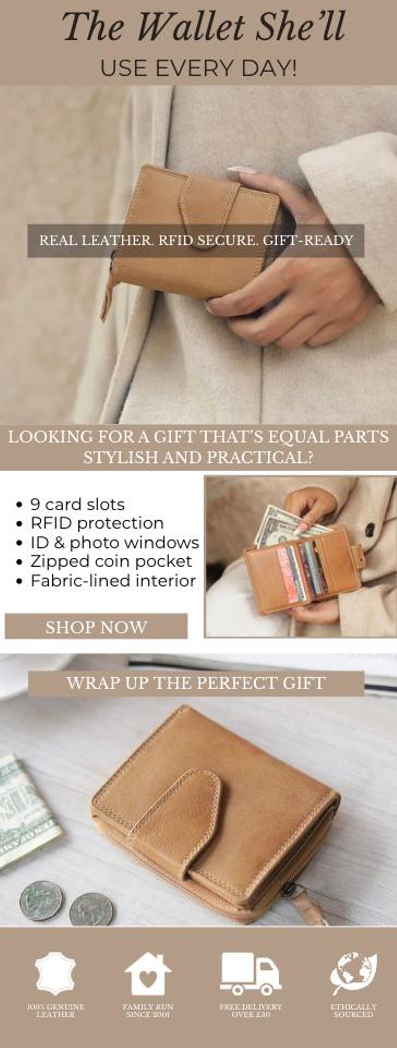 Stocking Filler Gift Idea For Her Christmas Leather Accessory purse