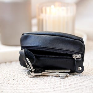 Leather Key Pouch Small Zipper Key Wallet Coin Pouch Keyring Key Holder 7 Colours Gift For Her Him Holiday Birthday image 8