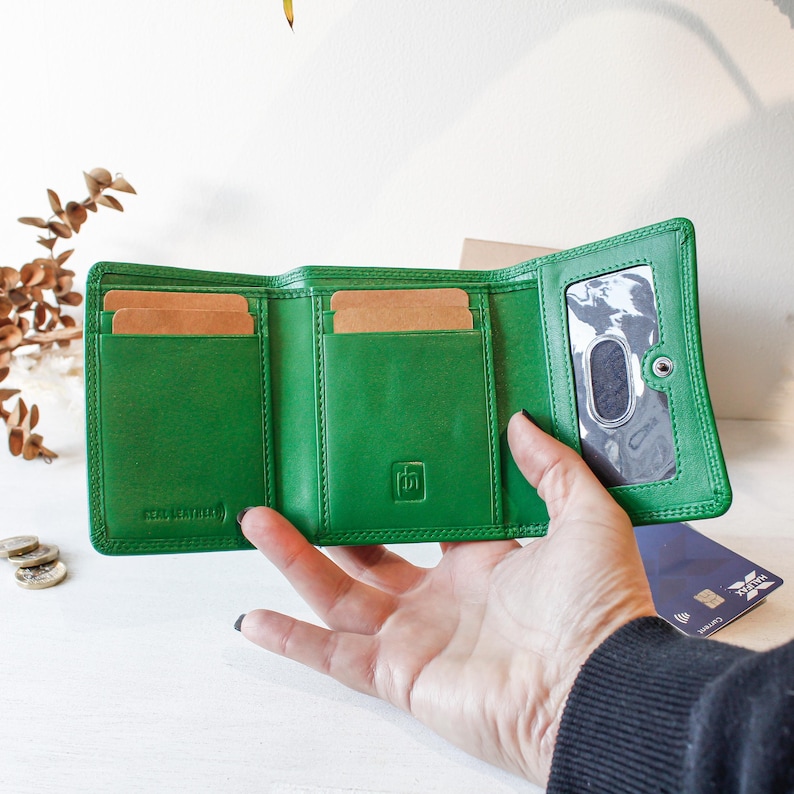 Personalised Wallet for Women RFID Small Leather Coin Purse Compact Card Holder Gift for Her UK image 2