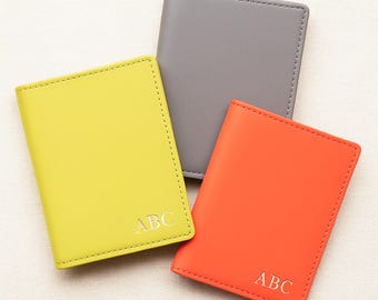 Cartera personalizada de cuero para identificación y tarjetero