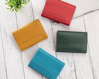 Cartera de piel con cierre de beso, tarjetero RFID, monedero, 5 ranuras para tarjetas, ventana para identificación, regalo para ella, cumpleaños o vacaciones.