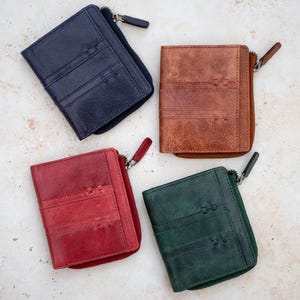 RFID Leather Bifold Wallet: Slim Womens Purse with Zip Pocket