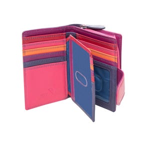 Rainbow Leather Purse For Women RFID Colourful Bifold Wallet Personalised Initials Gift For Her Birthday Holiday Pride image 10
