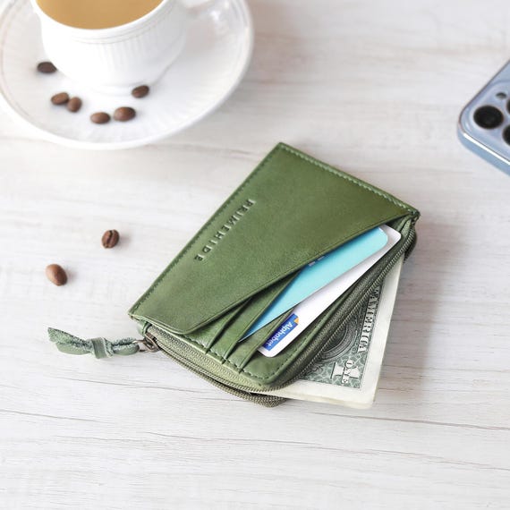 Small Leather Wallet For Women RFID Credit Card Holder Mini Zipper Purse Personalised Ladies Coin Pouch