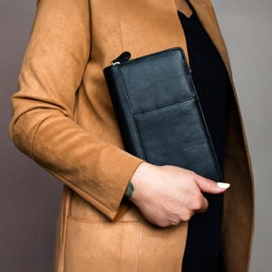 Multi Passport Case Leather Wallet RFID Blocking Zip Travel Pouch