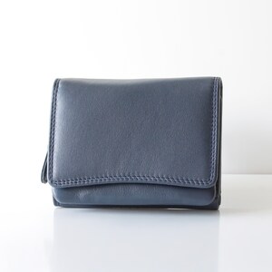 Personalised Wallet for Women RFID Small Leather Coin Purse Compact Card Holder Gift for Her UK Navy