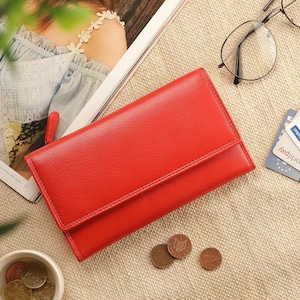 RFID Leather Wallet Clutch: Zip Coin Pocket, Card Slots