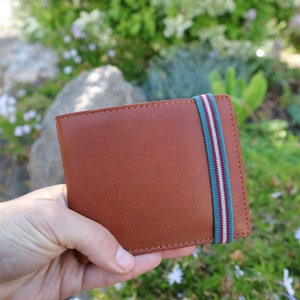 Carteira masculina com elástico, carteira masculina com RFID, carteiras de couro para cartões, carteira masculina com janela para identificação, porta-cartão de crédito, presente para ele