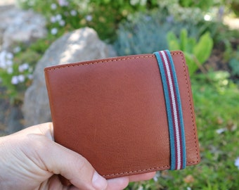 Mens Wallet With Elastic Band, RFID Man Wallet, Leather Card Wallets For Men, Mens Wallet With ID Window, Credit Card Holder, Gift For Him