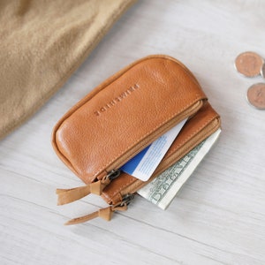 Monedero de cuero de lujo con llavero para mujer, minimonedero, bolso de cuero, llavero, billetera de bolsillo, pequeños accesorios de cuero.