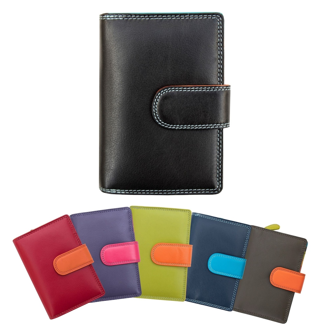 Leather Purse Women Card RFID Wallet Double Bifold Purse 