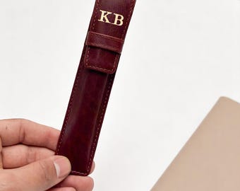 Estuche para bolígrafos de piel repujada, accesorio de oficina