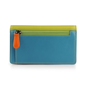Personalised Leather Wallet for Women RFID Green Purse Colourful Interior Gift for Her Clutch Wallet UK image 7