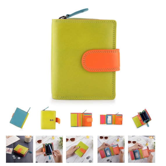 Portafoglio personalizzato da donna con protezione RFID, piccolo portamonete in pelle, porta carte compatto, regalo per lei (Regno Unito) - Italia