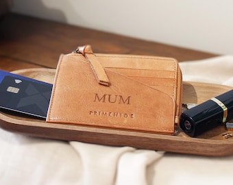 Tarjetero de piel, cartera personalizada para mujer, monedero pequeño RFID, regalo para ella, monedero compacto (Reino Unido)