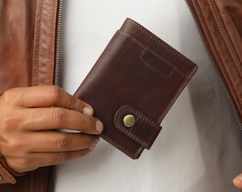 Mens Leather Wallet with RFID Credit Card Holder Minimalist Bifold Mens Coin Wallet Presents For Dad