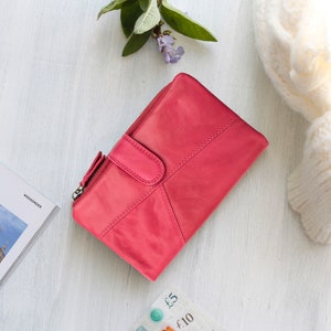 Zachte leren RFID-portemonnee: creditcardportemonnee voor dames
