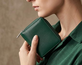 Trifold Purse For Women Leather Wallet RFID Credit Card Holder