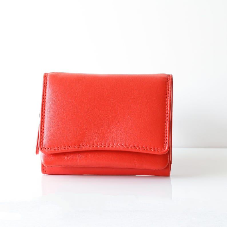 Personalised Wallet for Women RFID Small Leather Coin Purse Compact Card Holder Gift for Her UK Orange