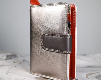 Metallic Leather Wallets For Women, Ladies Wallet RFID, Gift Sister, Purses For Women, Unique Gift Friend , Credit Card Holder