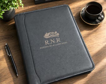 Personalisierter Lederordner A4 Business-Portfolio-Konferenzordner mit Ringbuchfunktion, Dokumentenhalter mit individuellem Logo, Arbeitsorganizer, Geschenk für ihn