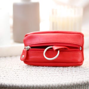 Leather Key Pouch Small Zipper Key Wallet Coin Pouch Keyring Key Holder 7 Colours Gift For Her Him Holiday Birthday image 12