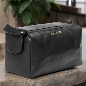 Herren Kulturbeutel Leder Kulturbeutel Doppel-Reißverschluss Kulturbeutel für Herren Leder Zubehör Große Waschtasche Geschenk für Männer Reisekoffer DOPP Kit
