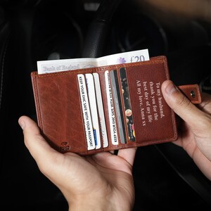 Brieftasche für Männer Personalisierte Leder Kartenhalter Brieftasche RFID Kreditkartenhalter Gravierte benutzerdefinierte Brieftasche Kleine Leder Geschenkidee für Opa