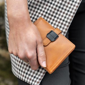 Petit portefeuille en cuir pour femme pour femme Portefeuille en cuir avec porte-monnaie Porte-cartes de crédit Petite idée cadeau en cuir RFID pour elle