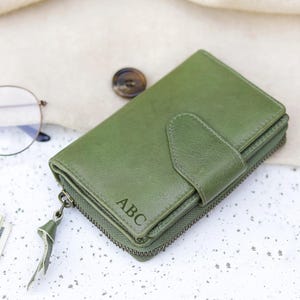 Personalised Leather Wallet for Women Monogram