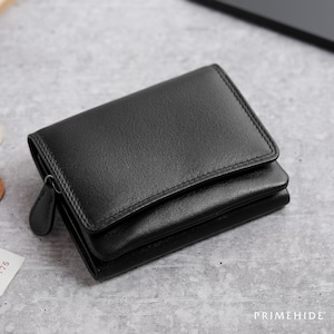 Cartera de cuero RFID para mujer con monedero, monedero pequeño suave, billetera plegable colorida para mujer, regalo para ella, accesorio de cuero hecho a mano en el Reino Unido.
