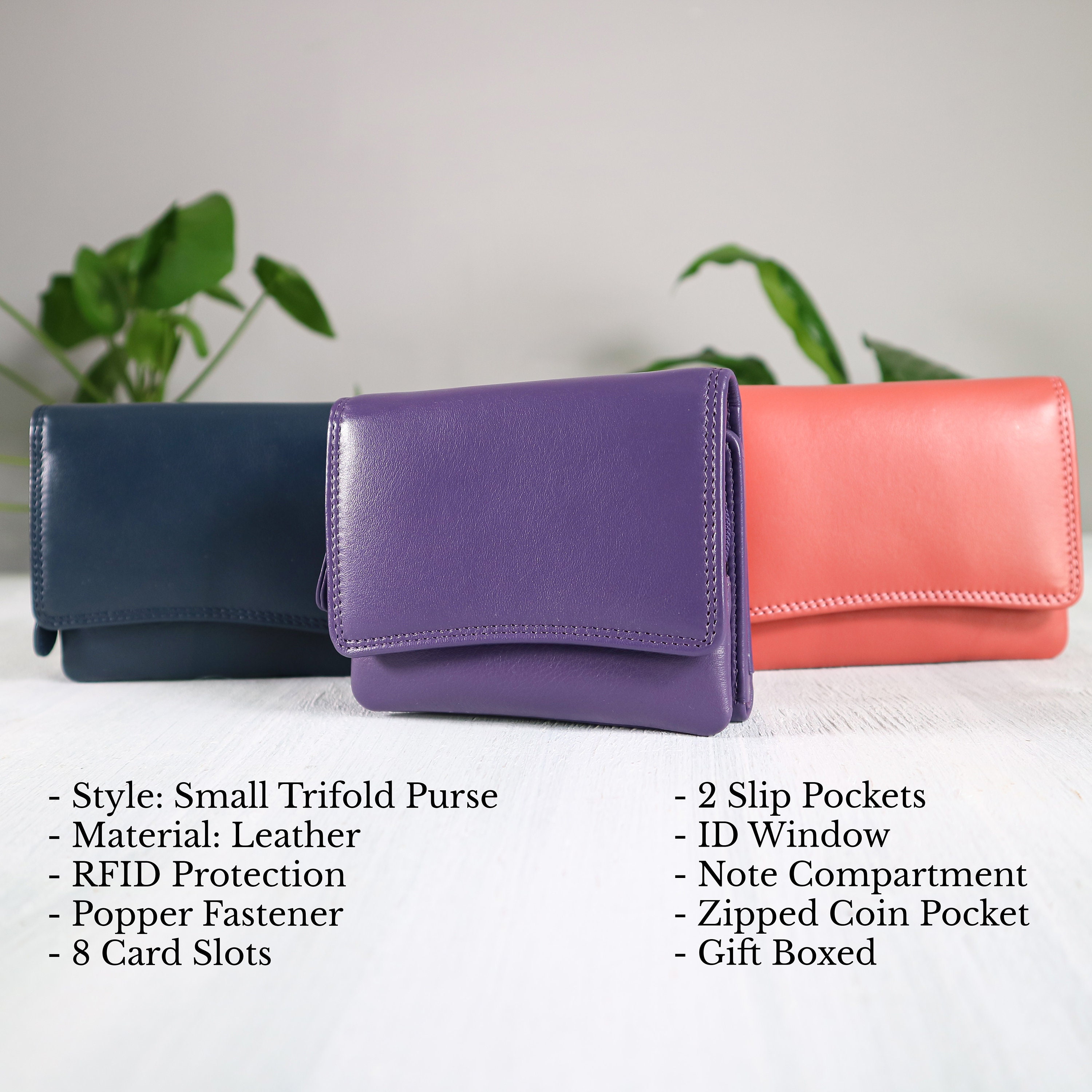 Leather trifold purse cheap