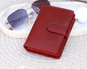 Personalised Leather Wallet For Women RFID Laser Engraved Name Vegetable Tanned 9 Card Slots Coin Pouch Gift For Her Birthday