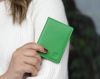 RFID-leren creditcardhouder, slanke opvouwbare kaarthouder, visitekaartjesetui met 12 uitneembare vakjes, portemonnee met vakjes, kerstcadeau voor haar