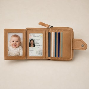 Soft Leather Womens RFID Purse Photo Window